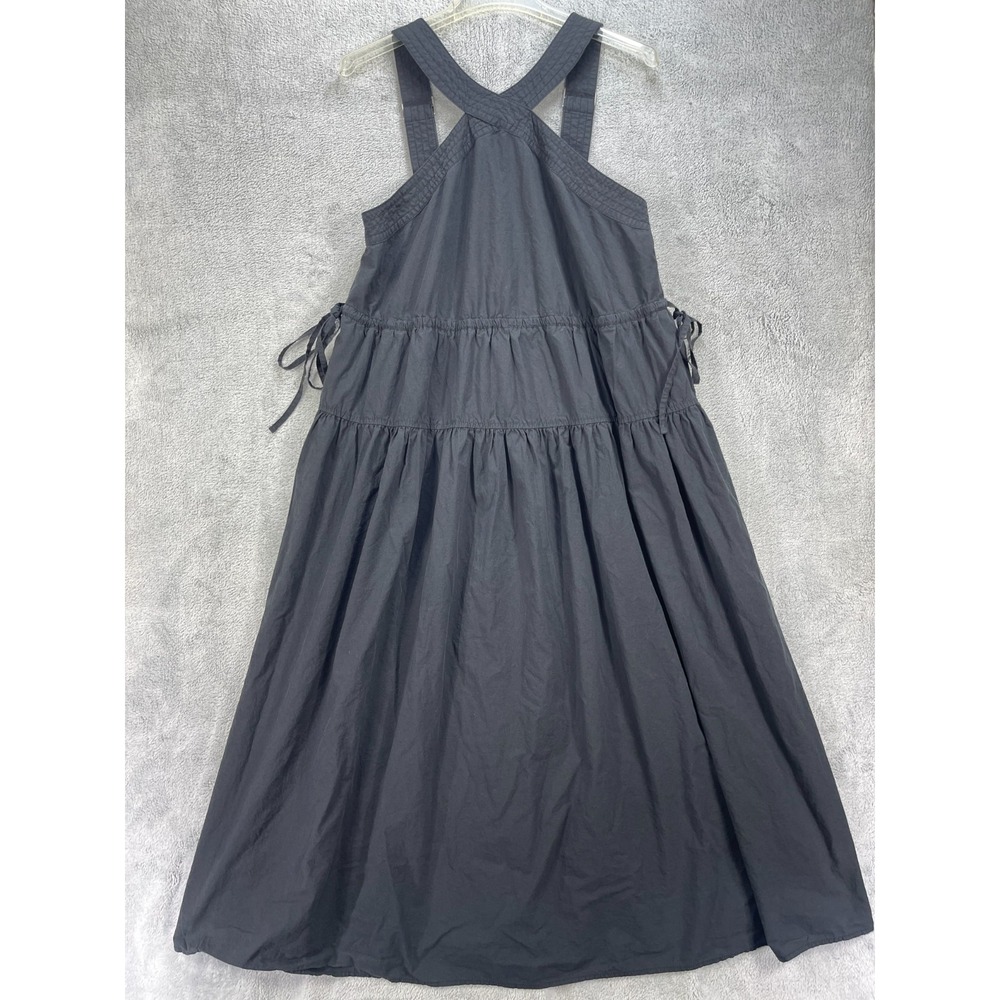 Madewell Poplin Halter Tiered Dress Womens 10β Black Adjustable Straps Back Zip